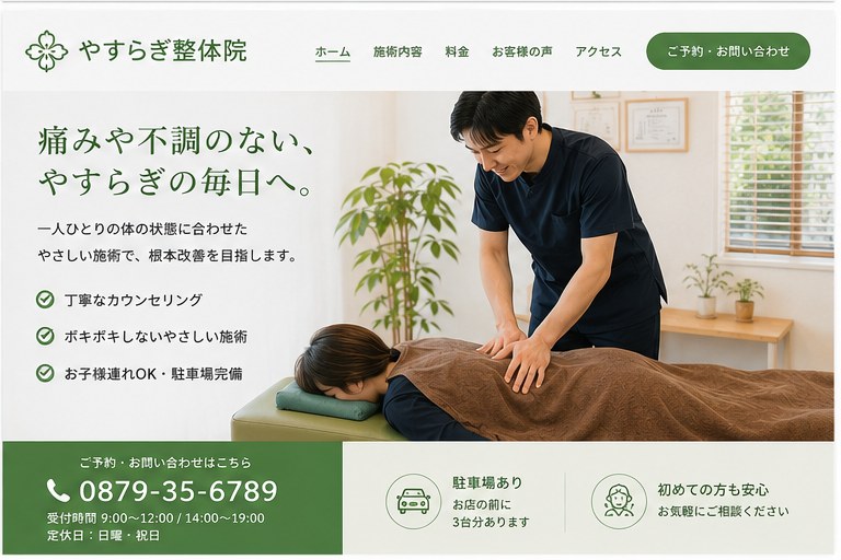 整体院向けホームページサンプル画像